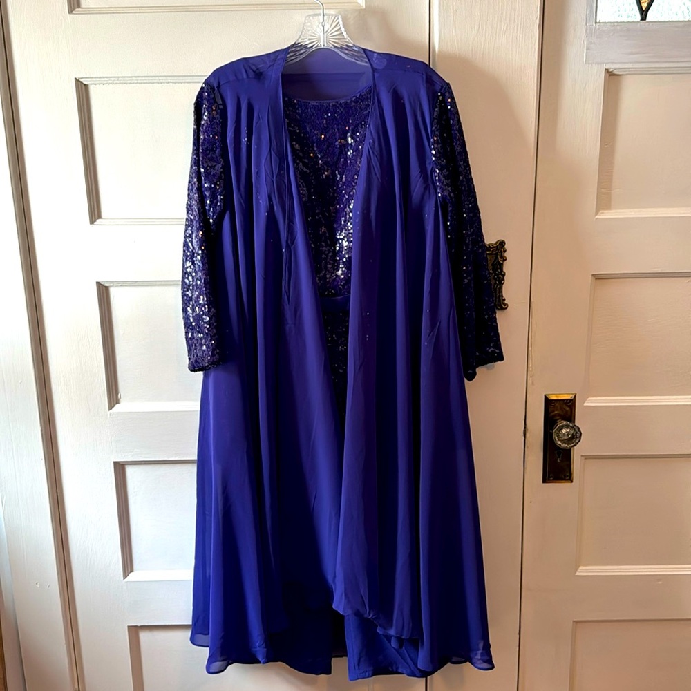 Elegant Purple Sequin Chiffon Pantsuit Mother of the Bride Formal Attire Size 10